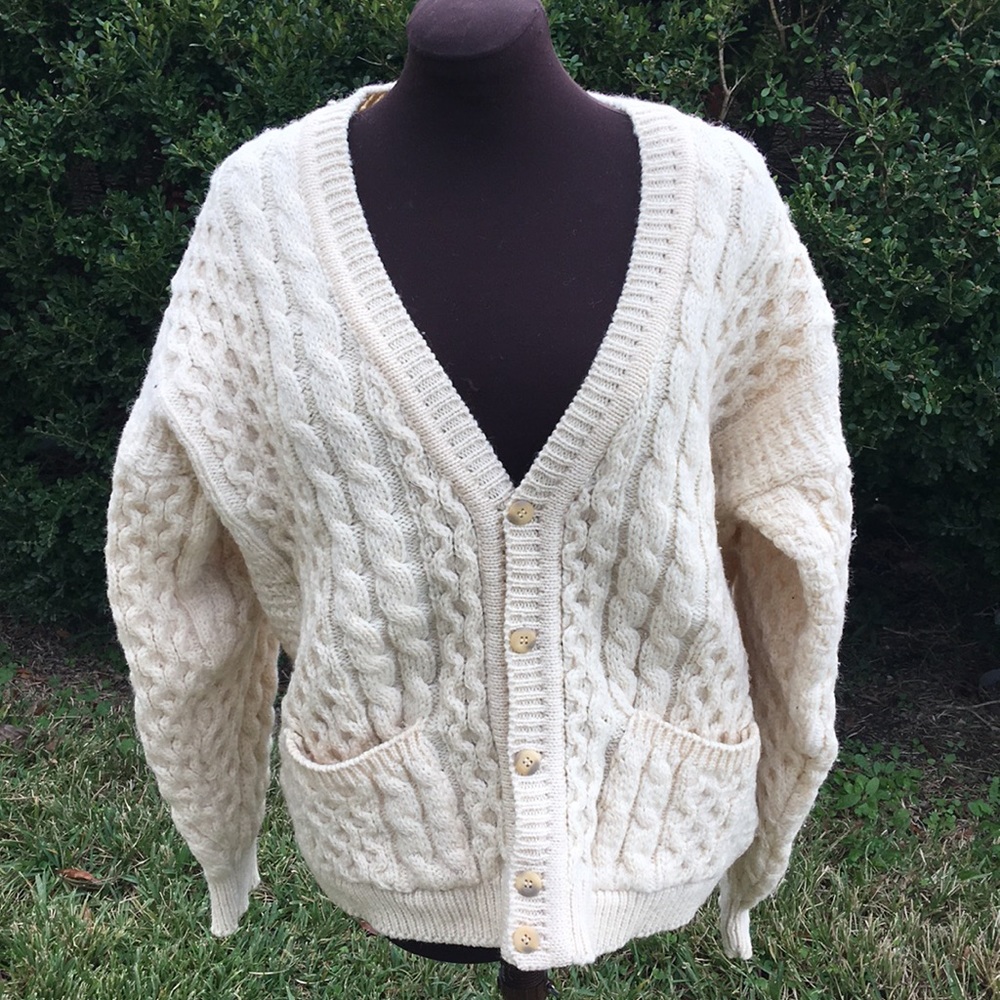 Authentic IRISH WOOL CARDIGAN  SWEATER